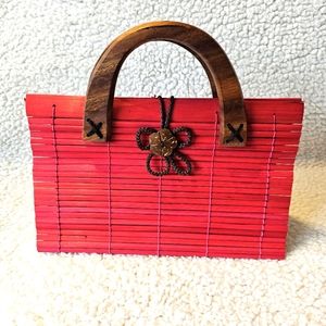 Vintage Red Bamboo Handbag